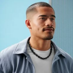 Lucleon Chaîne à maille cordée en acier bronze gunmétal Amager Collin - 10 mm -Colliers Soldes rst acpa collectionpage black 23066 bjarkejohansen 2