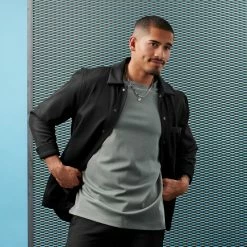 Lucleon Collier Caleb Amager à double maille argentée et pendentif Smiley -Colliers Soldes rst acpa collectionpage silver 23059 bjarkejohansen 1 2