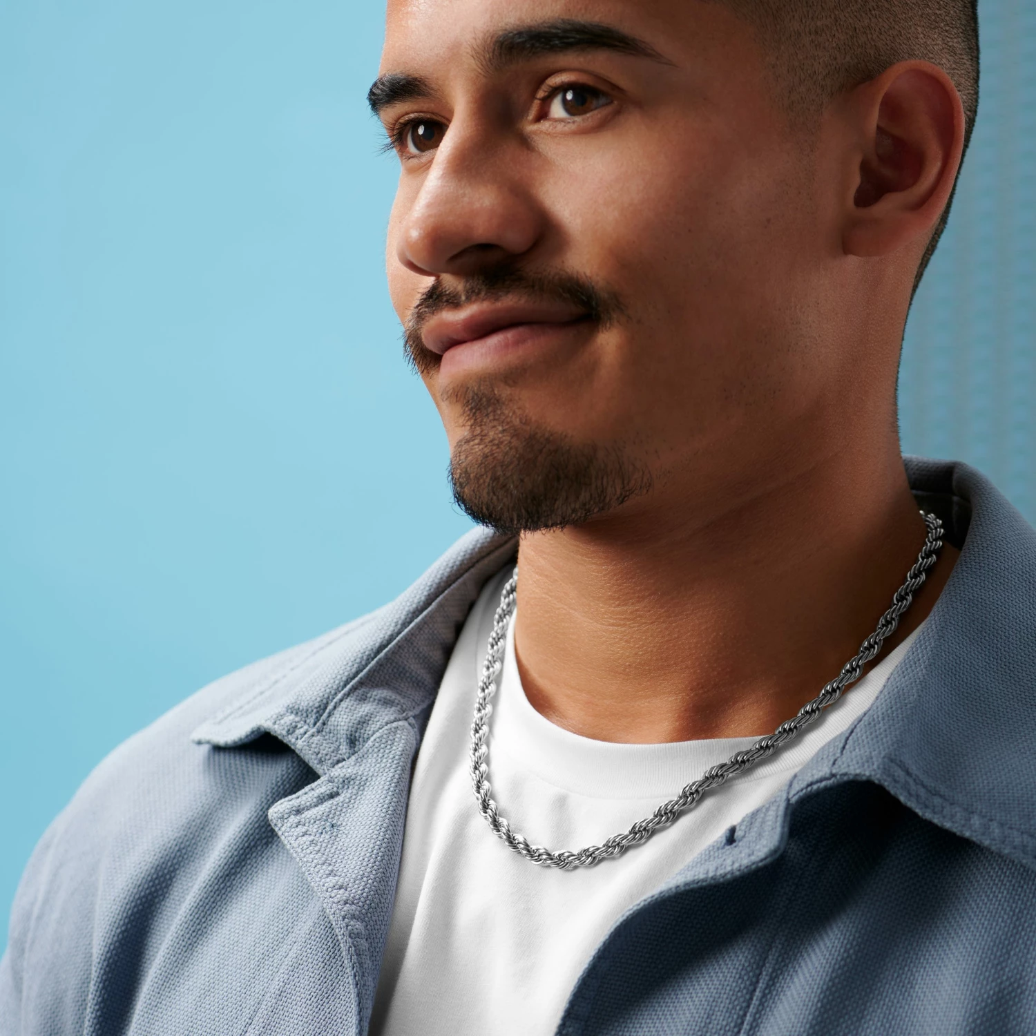 Lucleon Chaîne à maille cordée argentée Amager Collin - 6 mm 6 Lucleon Chaîne à maille cordée argentée Amager Collin - 6 mm – Image 4