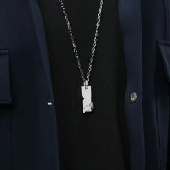 Lucleon Collier moderne à plaque militaire gigogne argentée -Colliers Soldes rst megashoot n 2 10187