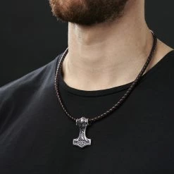 Fort Tempus Collier en cuir marron et pendentif Viking double face -Colliers Soldes rst megashoot n 24 14351