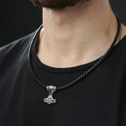 Fort Tempus Collier en cuir noir et pendentif celtique double face -Colliers Soldes rst megashoot n 26 14386
