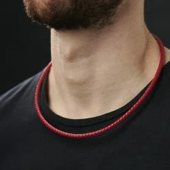Collin Rowe Collier en cuir rouge tressé 5mm -Colliers Soldes rst megashoot n 28 12117