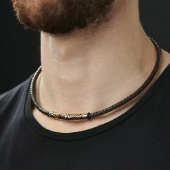 Lucleon Collier cuir à pendentif couleur or rose -Colliers Soldes rst megashoot n 34 8598 1