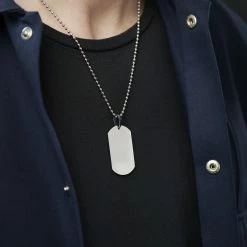 Lucleon Collier avec plaque d'identité argentée 10 Lucleon Collier avec plaque d'identité argentée -Colliers Soldes rst megashoot n 6 19806
