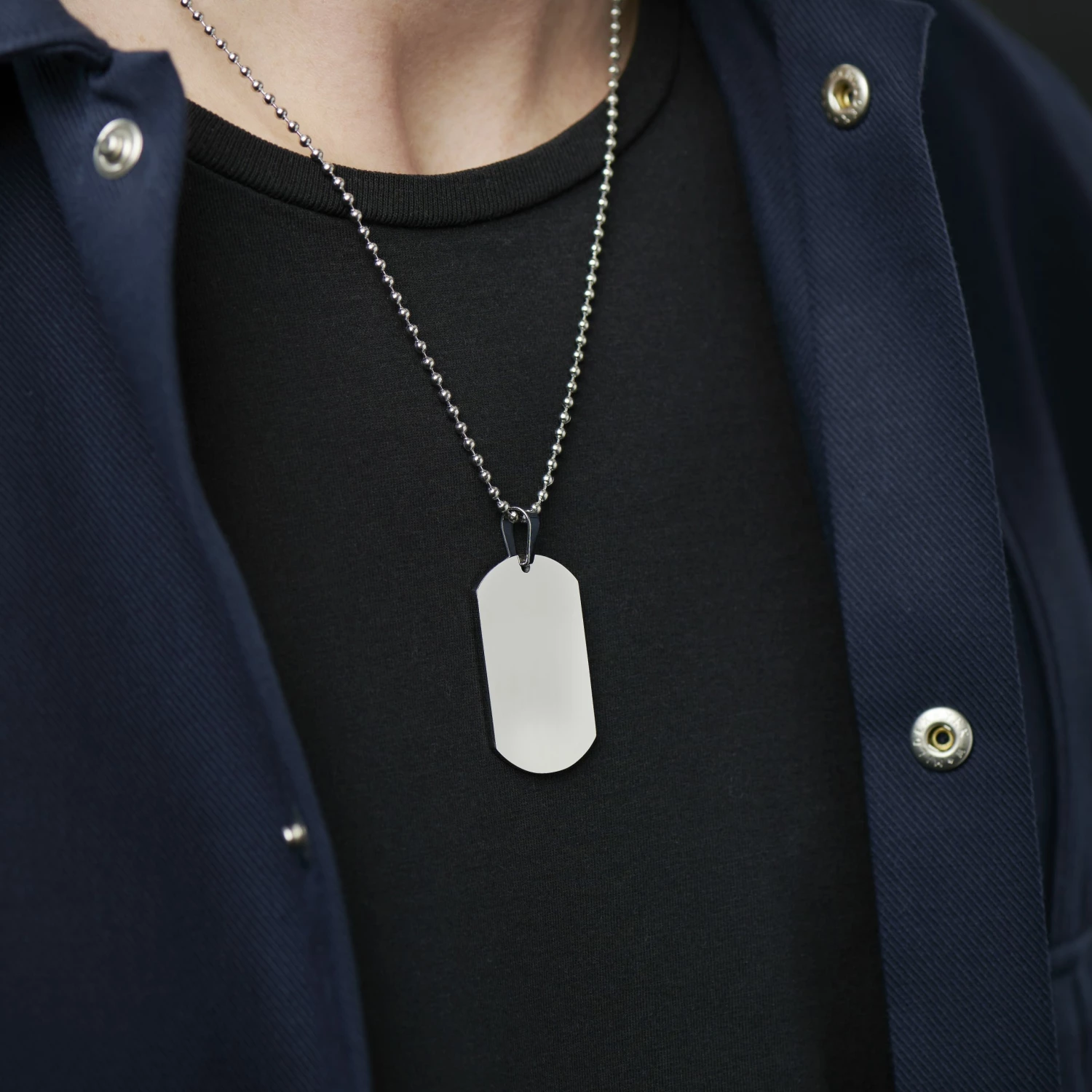 Lucleon Collier avec plaque d'identité argentée 5 Lucleon Collier avec plaque d'identité argentée – Image 3