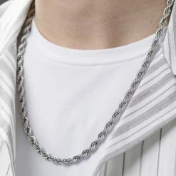 Fort Tempus Chaîne argentée torsadée -Colliers Soldes rst megashoot n 60 3860best1