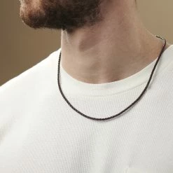 Collin Rowe Collier en cuir marron tressé 3mm -Colliers Soldes rst megashoot n 75 12098