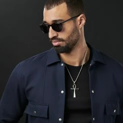 Fort Tempus Collier à pendentif Ankh en acier argenté -Colliers Soldes rst megashoot neck2 1 17554