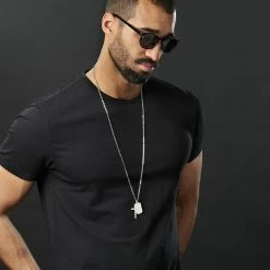 Lucleon Elégant collier en acier, plaque militaire et croix -Colliers Soldes rst megashoot neck2 1 4662