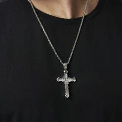 Fort Tempus Collier à croix chrétienne en acier stratifié et pierres. 10 Fort Tempus Collier à croix chrétienne en acier stratifié et pierres. -Colliers Soldes rst megashoot neck2 2 17560 2