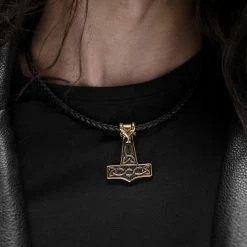 Fort Tempus Collier en cuir noir et pendentif marteau de Thor Mjöllnir 9 Fort Tempus Collier en cuir noir et pendentif marteau de Thor Mjöllnir -Colliers Soldes rst vknls v1 2