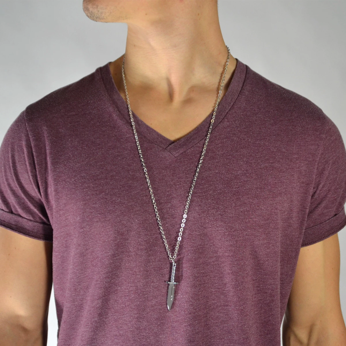 Fort Tempus Pendentif en acier inoxydable couteau argenté 5 Fort Tempus Pendentif en acier inoxydable couteau argenté – Image 3