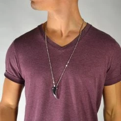 Fort Tempus Pendentif en acier inoxydable croc argenté -Colliers Soldes s lvtand sta lhalsk de