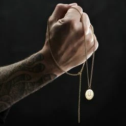 Lucleon Collier à pendentif hindou en acier doré -Colliers Soldes ste holn 14547 5