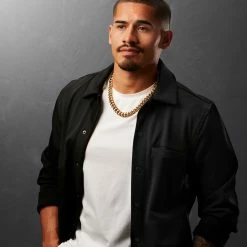 Lucleon Collier à maillons en acier doré 12 mm 11 Lucleon Collier à maillons en acier doré 12 mm -Colliers Soldes ste megashoot 22064 2 1 2