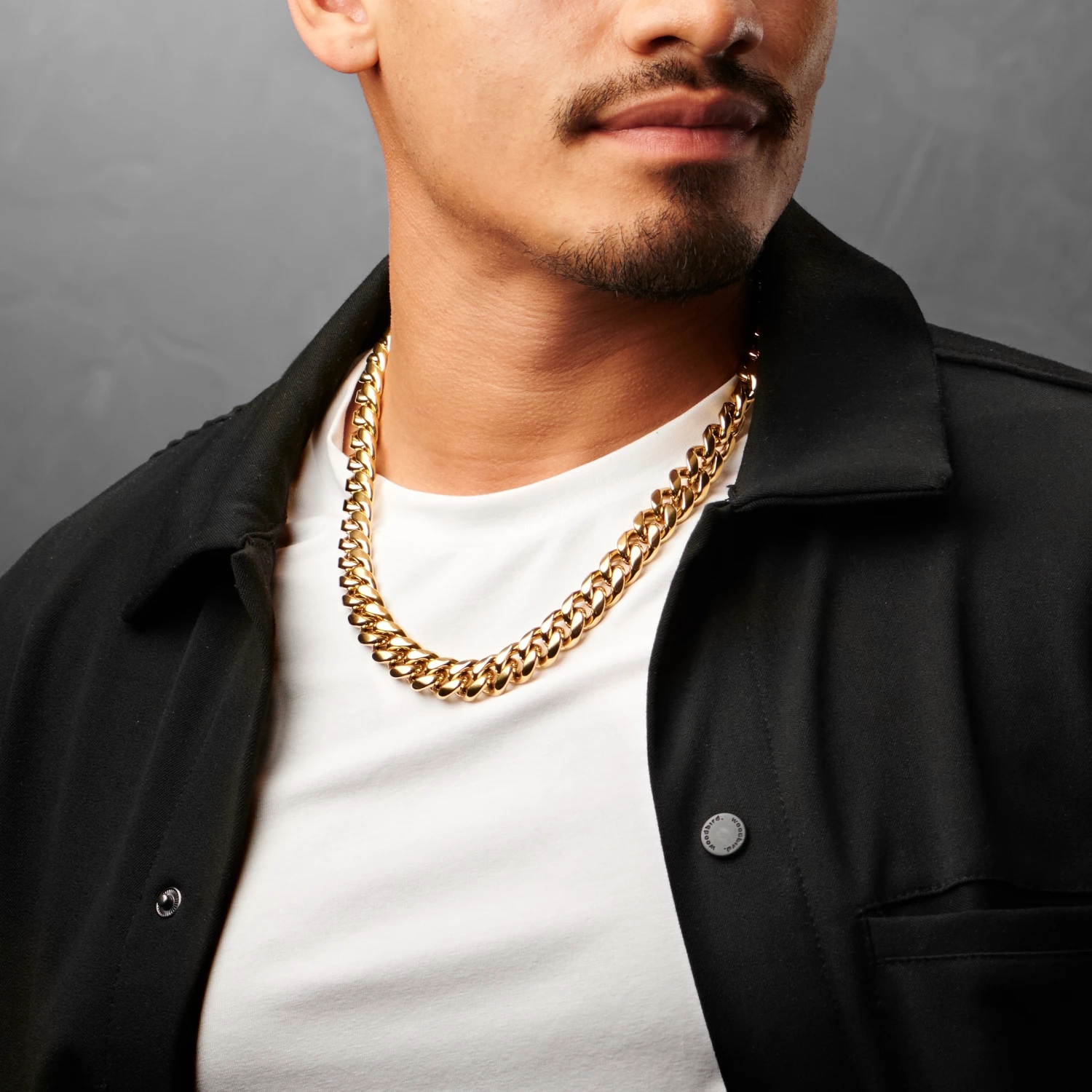 Lucleon Collier à maillons en acier doré 12 mm 5 Lucleon Collier à maillons en acier doré 12 mm – Image 3