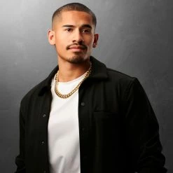 Lucleon Collier à maillons en acier doré 14 mm -Colliers Soldes ste megashoot 22069 1 2