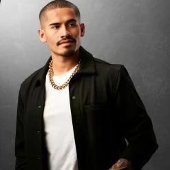 Lucleon Collier à maillons en acier doré 18 mm -Colliers Soldes ste megashoot 22079 4 2