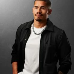 Lucleon Collier à maillons en acier argenté 12 mm -Colliers Soldes ste megashoot 22104 2 3