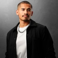 Lucleon Collier à maillons en acier argenté 14 mm -Colliers Soldes ste megashoot 22109 1 3