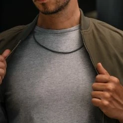 Collin Rowe Collier en cuir noir tressé 3mm -Colliers Soldes trendhim september 2020 set 15 78 sq